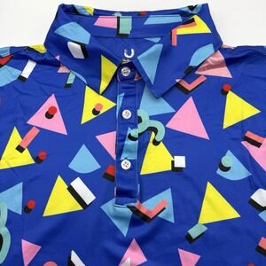 Uideazone Performance‎ Polo Men's Medium Multicolor Geometric Golf Polo Shirt